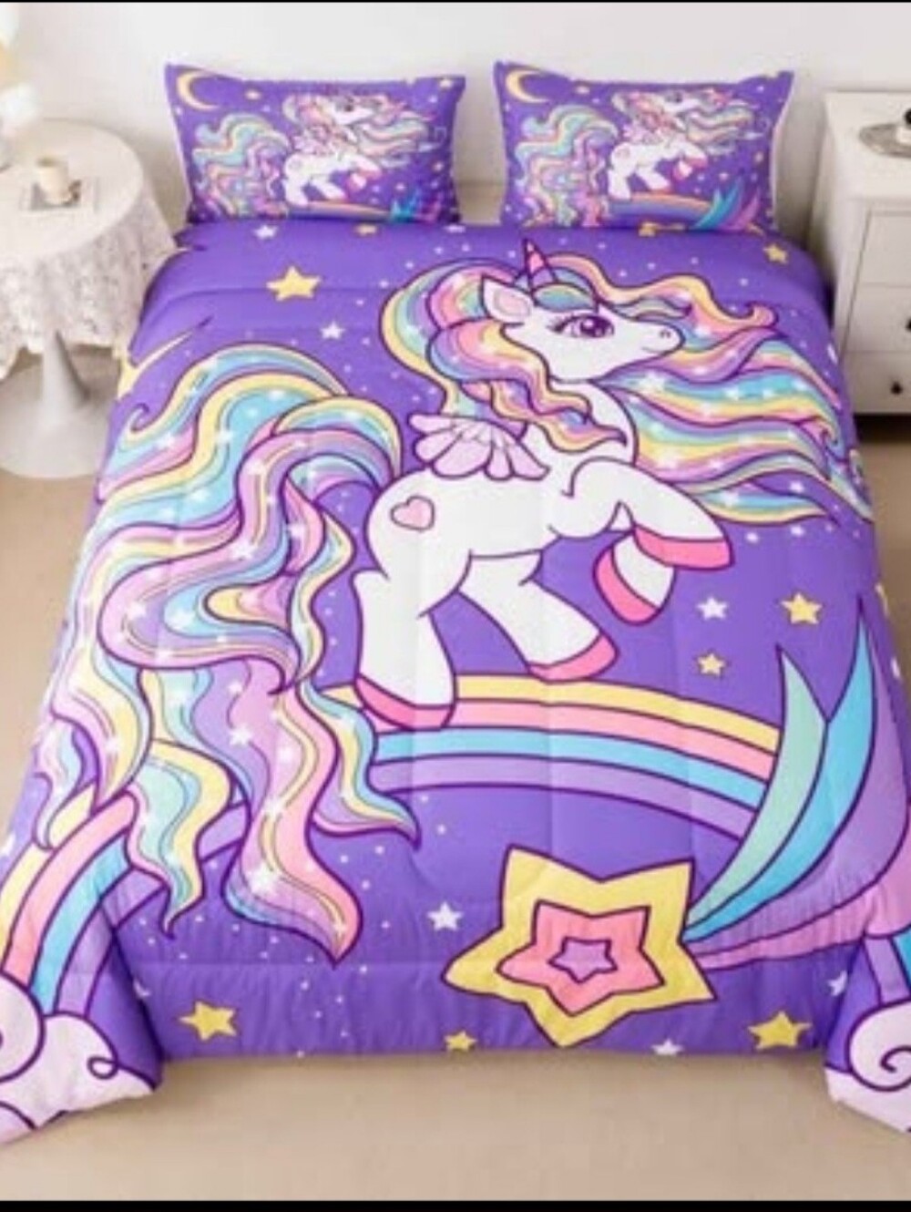 NEW Unicorn Comforter Set Unicorn Glitter Bedding Set Girls Cute Unicorn Comfort